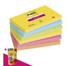 Notes repositionnables couleurs Carnival Super Sticky Post-it - bloc de 90 feuilles = Pour l'achat 12 notes repositionnables, 1 sachet de M&M OFFERT