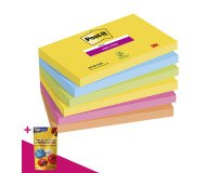 Notes repositionnables couleurs Carnival Super Sticky Post-it 76 x 127 mm - bloc de 90 feuilles = Pour l'achat 12 notes repositionnables, 1 sachet de M&M OFFERT