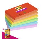 Notes repositionnables couleurs Playful Super Sticky Post-it - bloc de 90 feuilles = Pour l'achat 12 notes repositionnables, 1 sachet de M&M OFFERT