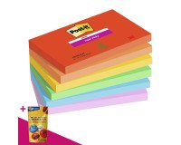 Notes repositionnables couleurs Playful Super Sticky Post-it 76 x 127 mm - bloc de 90 feuilles = Pour l'achat 12 notes repositionnables, 1 sachet de M&M OFFERT