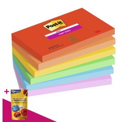 Notes repositionnables couleurs Playful Super Sticky Post-it - bloc de 90 feuilles = Pour l'achat 12 notes repositionnables, 1 sachet de M&M OFFERT