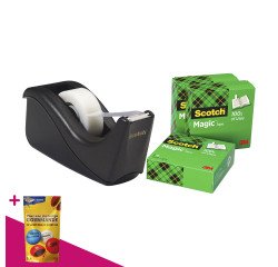 Dévidoir adhésif Scotch C60 noir + 4 rubans Magic invisible = Pour l'achat de 3 dévidoirs, 1 sachet de M&M OFFERT
