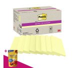 Notes repositionnables recyclées jaunes pastel Super Sticky Post-it - bloc de 70 feuilles = Pour l'achat notes repositionnables, 1 sachet de M&M OFFERT