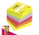 Z-notes repositionnables couleurs vives assorties Post-it 76 x 76 mm - 1 bloc de 100 feuilles en 1 couleur