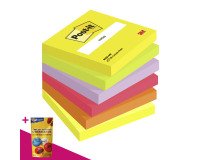 Z-notes repositionnables couleurs vives assorties Post-it 76 x 76 mm - bloc de 100 feuilles = Pour l'achat 12 notes repositionnables, 1 sachet de M&M OFFERT