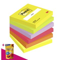 Z-notes repositionnables couleurs vives assorties Post-it 76 x 76 mm - bloc de 100 feuilles = Pour l'achat 12 notes repositionnables, 1 sachet de M&M OFFERT