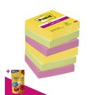 Notes repositionnables couleurs Carnival Super Sticky Post-it - bloc de 90 feuilles = Pour l'achat 12 notes repositionnables, 1 sachet de M&M OFFERT