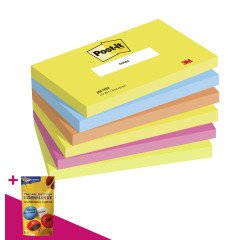 Notes repositionnables couleurs Energetic Post-it - bloc de 100 feuilles = Pour l'achat 12 notes repositionnables, 1 sachet de M&M OFFERT