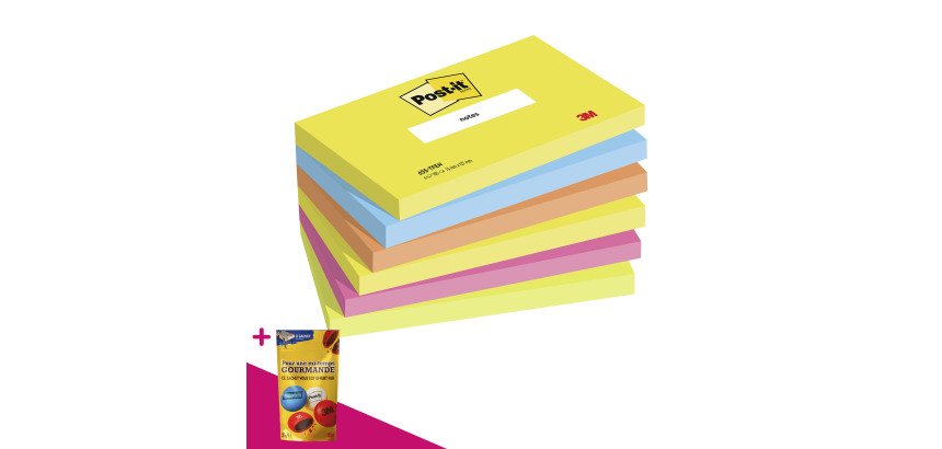 Notes repositionnables couleurs Energetic Post-it - bloc de 100 feuilles = Pour l'achat 12 notes repositionnables, 1 sachet de M&M OFFERT