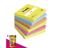 Notes repositionnables couleurs Energetic Post-it 76 x 76 mm - bloc de 100 feuilles = Pour l'achat 12 notes repositionnables, 1 sachet de M&M OFFERT