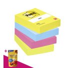 Notes repositionnables couleurs Energetic Post-it - bloc de 100 feuilles = Pour l'achat 12 notes repositionnables, 1 sachet de M&M OFFERT