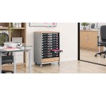 Dessertes mobile aluminium - rideaux hêtre Multiclass 20 tiroirs