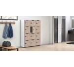 Schließfachbüro-Schließfächer 12 Fächer weißer Korpus melaminbeschichtete Tür H 170,9 cm - Zahlenschloss + Notfallschlüssel