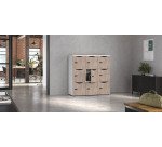 Casier bureau lockers 9 cases corps blanc - H 132,9  cm - portes mélaminées - serrure à code + clé de secours
