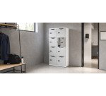 Fachbüro-Schränke 8 Fächer Korpus Weiß - H 170,9 cm - Lacktüren - Zahlenschloss + Notfallschlüssel