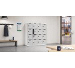 Casier bureau lockers 16 cases corps blanc - H 170,9 cm  - portes laquées - serrure à code + clé de secours