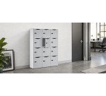 Casier de bureau lockers 12 cases corps blanc H 170,9 cm porte couleurs - serrure à code + clé de secours