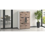 Casier bureau lockers 6 cases corps blanc 132,9  cm - portes mélaminées  - serrure à code + clé de secours