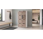 Casier bureau lockers 8 cases corps blanc - H 170,9 cm - portes mélaminées -serrure à code + clé de secours