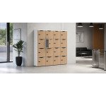 Locker office lockers 16 units white body - H 170.9 cm - melamine doors - code lock + emergency key