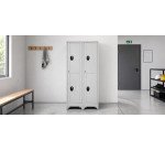 Vestiaire sur pied avec casiers visitables - démontable - 2 colonnes 4 portes