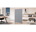 Cloison acoustique pleine B-Zen - Tissu Bondai - Pied fixe couleur aluminium