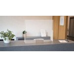 Exacompta - réf. 80458D - ExaScreen Barrière de protection contre les éternuements et les postillons - Vitrine Pare-haleine ou hygiaphone de comptoir (à poser) H58cmXL95cm - Cristal