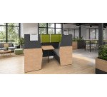 Alcove acoustique - cabine de confidentialite Silencia 6 places L 210 x H 150 x P 170 cm avec table et support écran