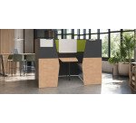 Alcove acoustique - cabine de confidentialite Silencia 6 places L 210 x H 150 x P 170 cm avec table et tableau blanc