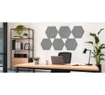 Panneaux muraux acoustiques hexagonaux autocollants ecoAware - Lot de 6 - L 37 x H 32 x P 0,9 cm