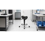 Tabouret 'Bonanza', cuir véritable, noir