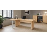 Bureau compact Essens Bois L 180 cm retour à gauche plateau pied plein - voile de fond droit