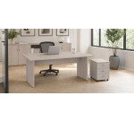 Excellens Wooden Right Desk Pack L 160 x D 80 cm with full legs + Excellens mobile pedestal with 3 drawers