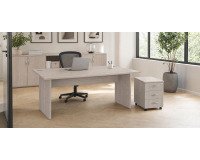 Excellens Wooden Right Desk Pack L 160 x D 80 cm with full legs + Excellens mobile pedestal with 3 drawers