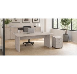 Excellens Wooden Right Desk Pack L 160 x D 80 cm with full legs + Excellens mobile pedestal with 3 drawers