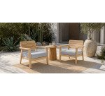 Fauteuil lounge d'extérieur CLAIN - tissu - bois teck
