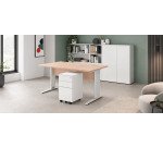 Pack desk W 120 cm Excellens metal +  mobile drawer cabinet 3 drawers small width Bruneau white 