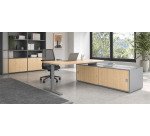 Schreibtisch Optyma mit Seite auf Beistellschrank