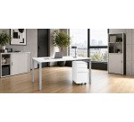 Pack werkpost B 120 cm Squadra wit + mobiele ladeblok 3 laden kleine breedte wit Bruneau 