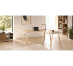 Corner desk Ecla L 160 x W 160 cm metal and wood base with simple side desk