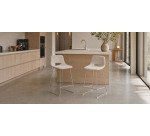 Tabouret Zahara beige et acier beige hauteur 65 cm