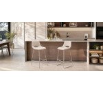 Taburete Zahara beige y acero con acabado beige altura 76 cm