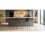 Tabouret  Zunilda en chenille vert foncé et acier avec finition noir mat hauteur 65 cm