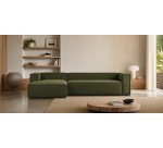 Bank Blok 4 zitplaatsen met linker chaise longue groen 330 cm