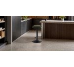Tabouret Zaib en chenille vert foncé et acier noir mat hauteur 58-80 cm