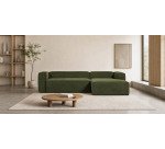 Block 3-seater sofa green right chaise longue 300 cm