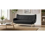 Canapé Luze 3 places - pieds métal revêtement simili cuir anthracite