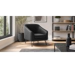 Fauteuil 1 place Evazion - pieds métal revêtement simili cuir anthracite