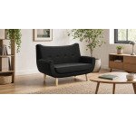 Canapé Luze 2 places - pieds métal revêtement simili cuir anthracite