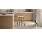 Tabouret Enit en corde papier beige et bois de chêne finition naturelle 65 cm